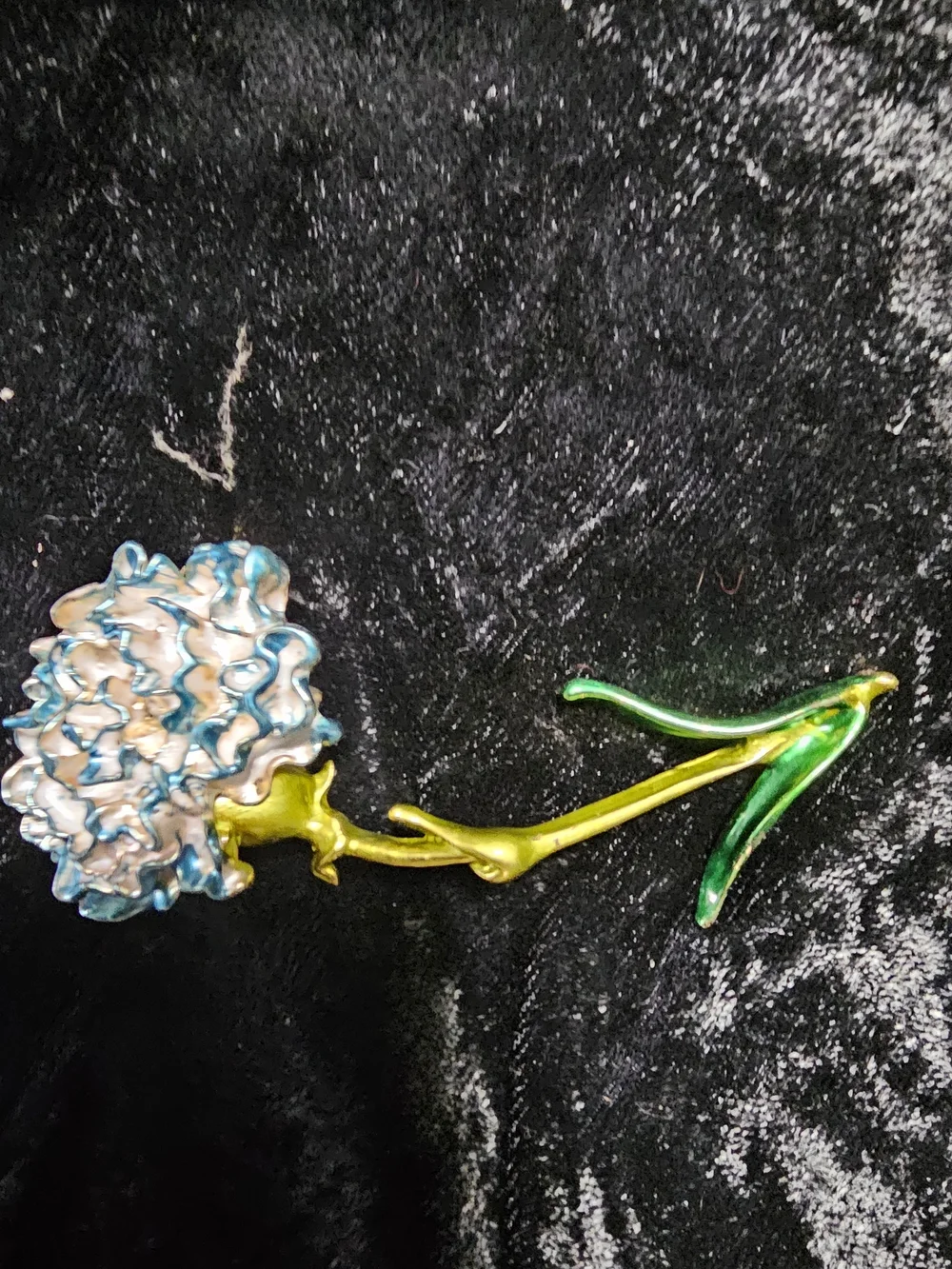 Enamel Floral Brooch in Blue, White & Green